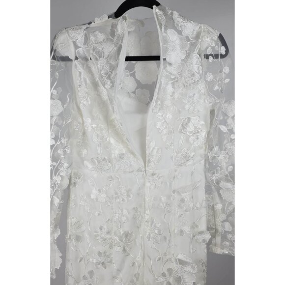 Women's White Floral Evening Dress Lace Formal Dress Party Wedding Gown XS-XL - Picture 6 of 7